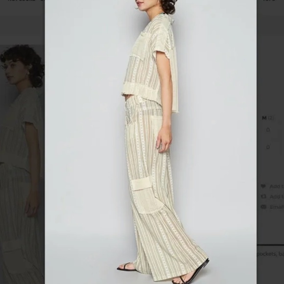 POL “ Lynnfield  “ POL V-Neck Textured Woven Top Jacket and Pants 2 Piece Set 10 - Picture 9 of 9